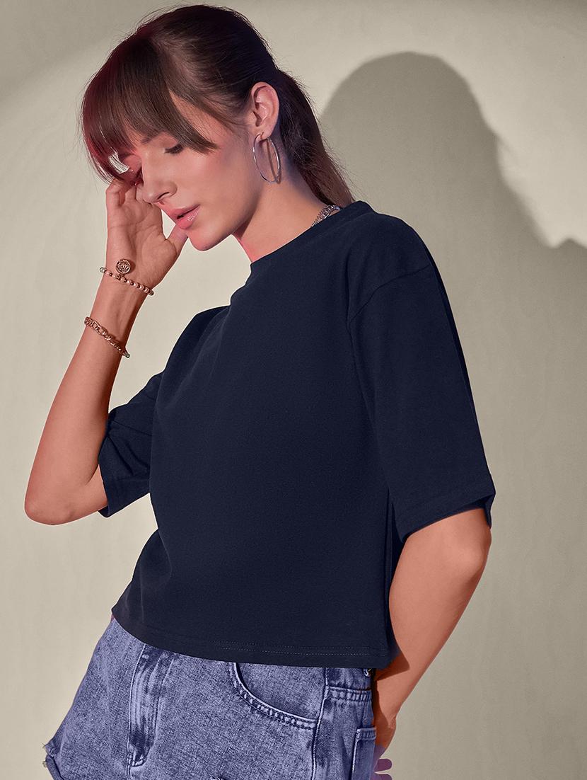 women pack of 2 solid short sleeve crop t-shirt - 21946828 - Standard Image - 2