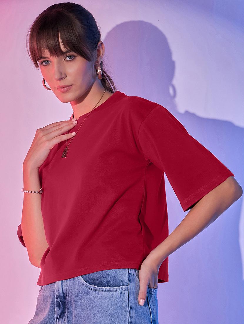women pack of 2 solid short sleeve crop t-shirt - 21946831 - Standard Image - 2