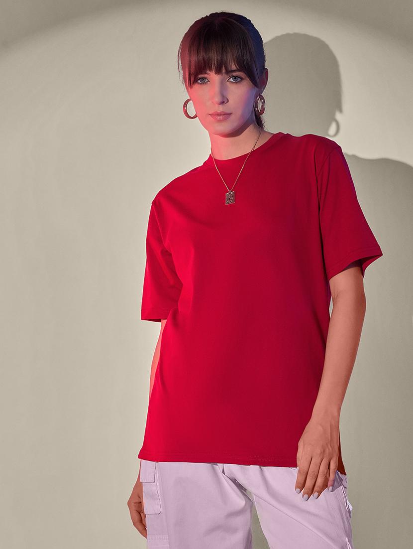 women pack of 2 solid short sleeve oversized t-shirt - 21946840 - Standard Image - 2
