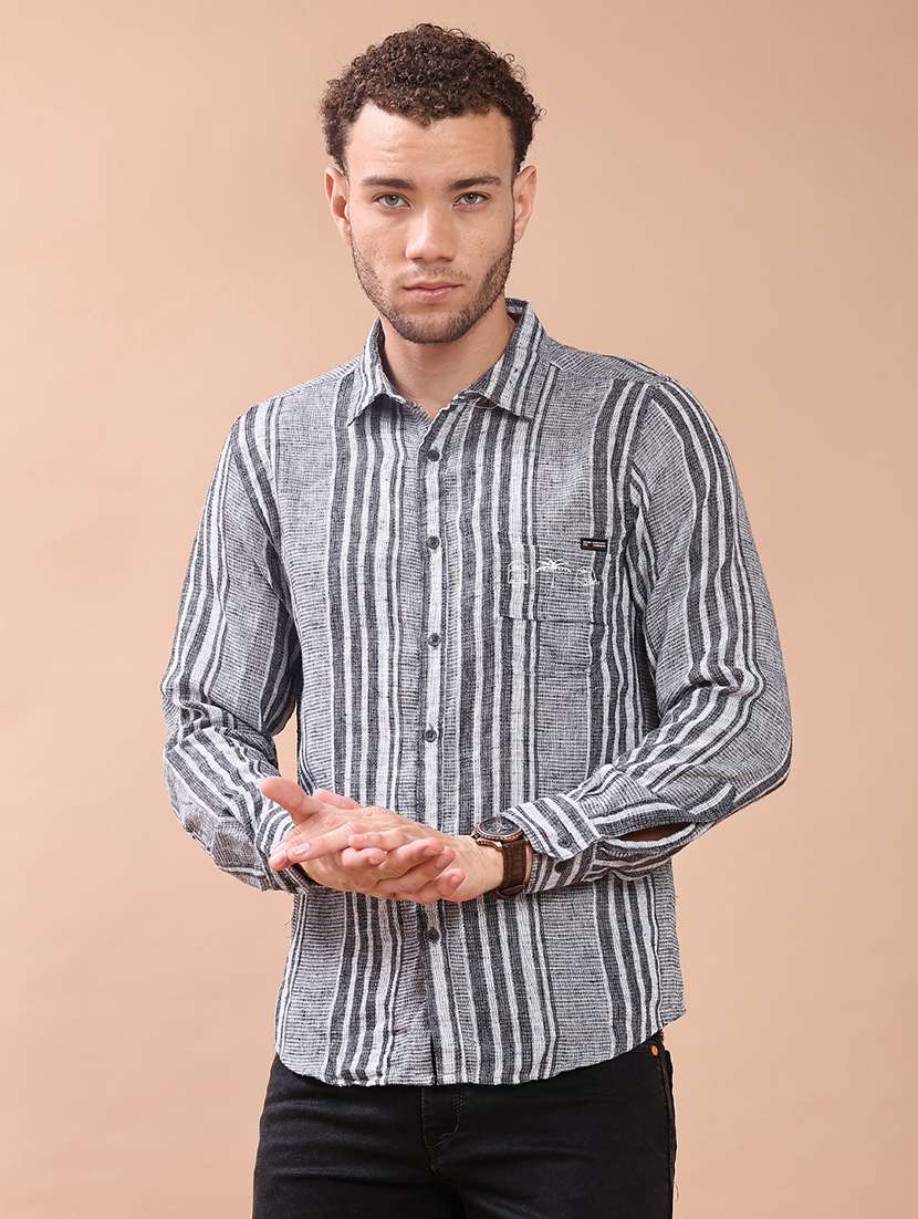 men striped collared long sleeve shirt - 21946881 -  Standard Image - 2