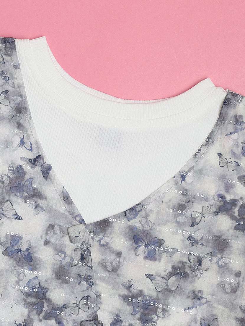 Girls Printed Short Sleeve Tiered Dress - 21947089 -  Standard Image - 2