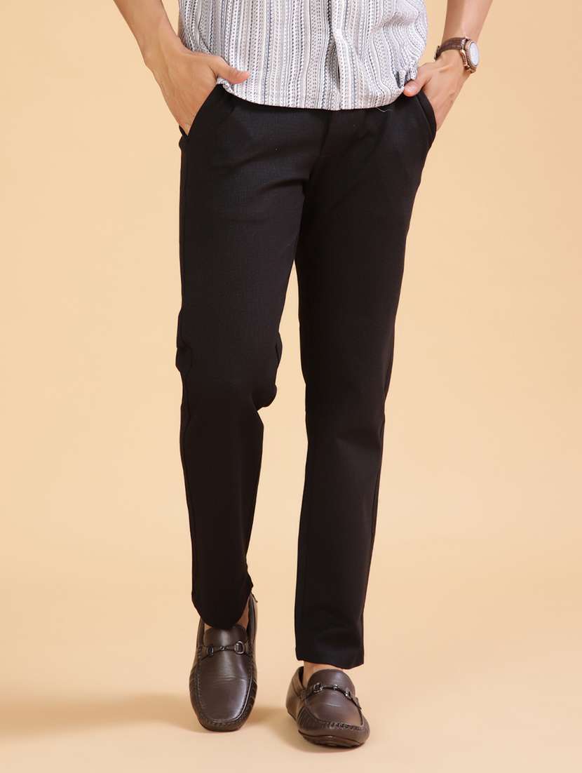 black cotton chinos casual men solid mid rise casual chinos - 21947152 - Standard Image - 2