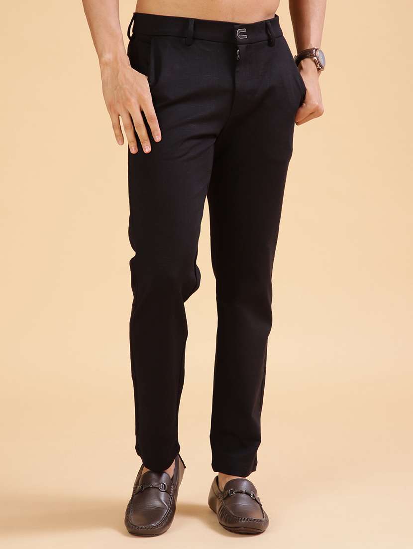 men solid mid rise casual chinos - 21947154 - Standard Image - 2