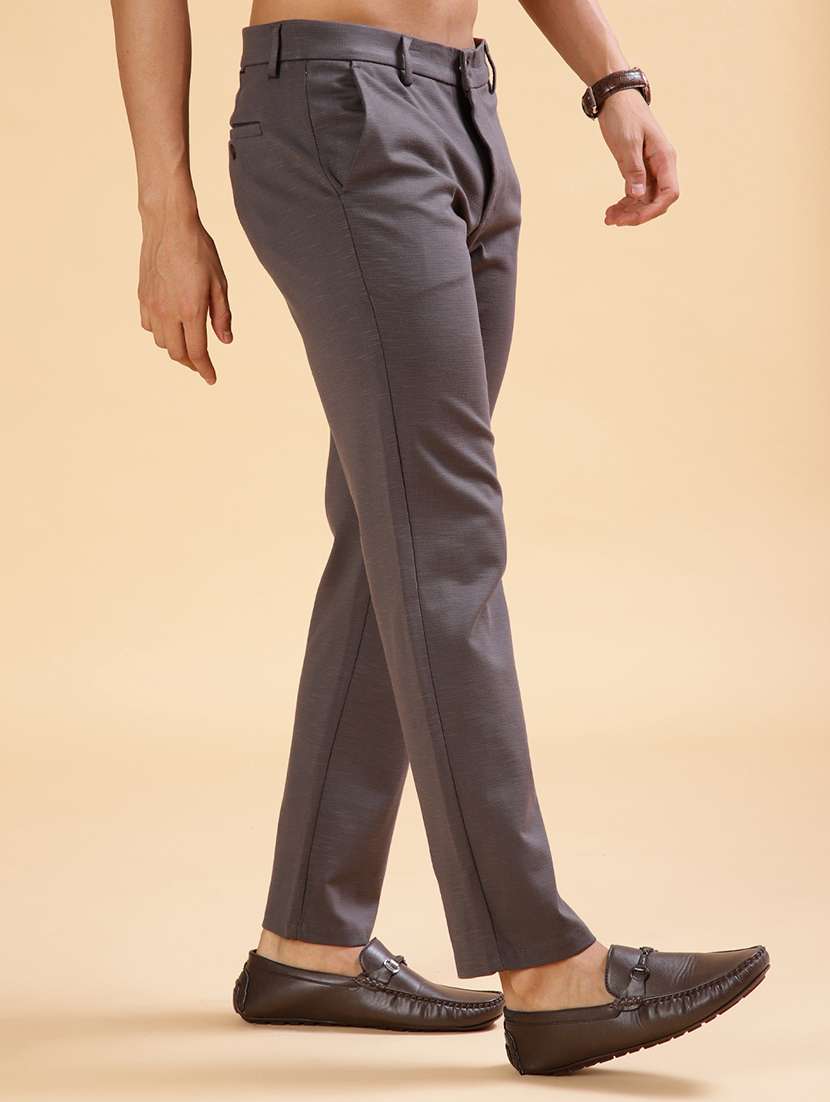 men solid mid rise flat front casual trouser - 21947158 -  Standard Image - 2