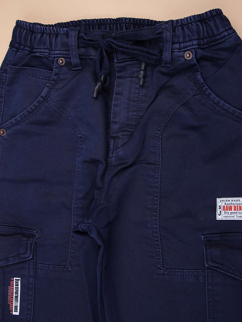 boys solid mid rise denim cargo jean - 21947293 -  Standard Image - 2