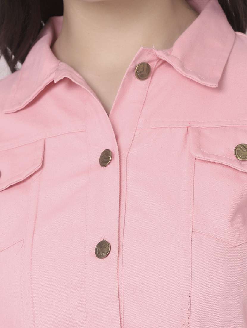 women solid long sleeve summer denim jacket - 21947452 - Standard Image - 2