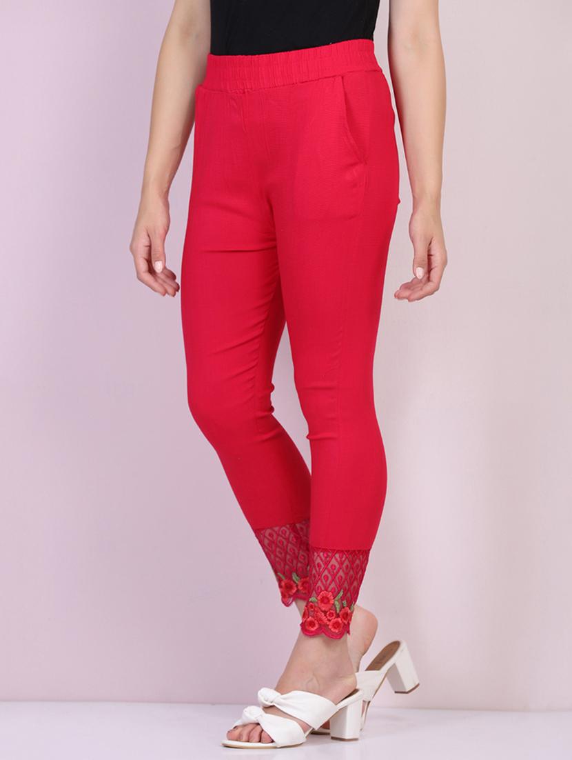 women solid mid rise ankle length tapered pant - 21947494 - Standard Image - 2