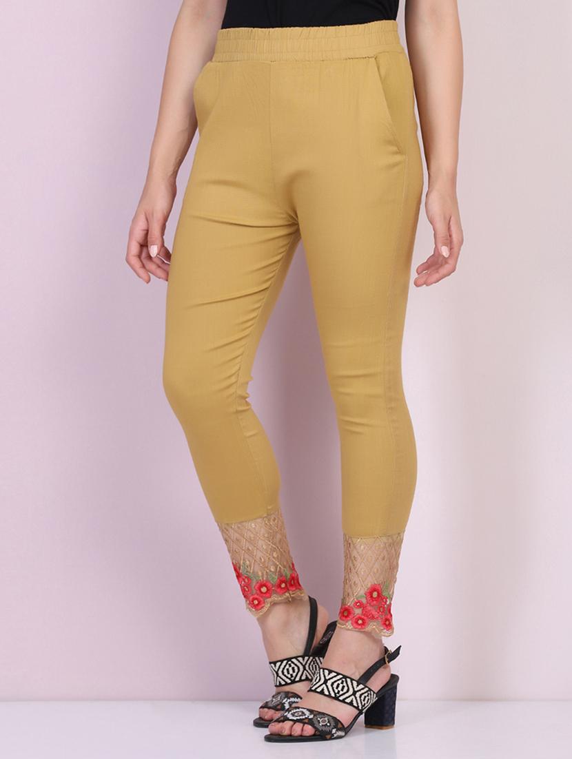 women solid mid rise ankle length tapered pant - 21947501 - Standard Image - 2