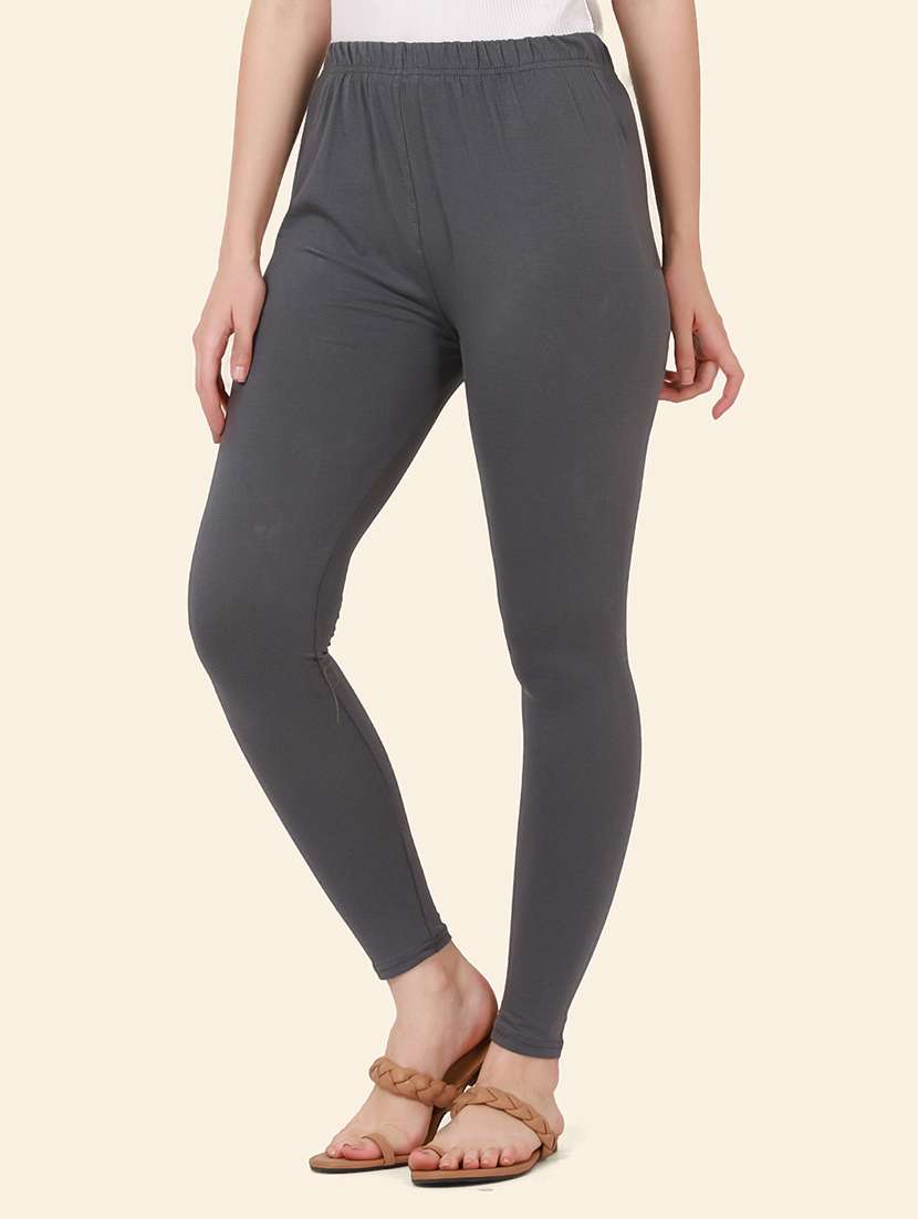 women solid mid rise ankle length legging - 21947508 - Standard Image - 2