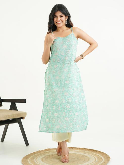 women floral shoulder strap a-line tkurta - 21947566 - Standard Image - 0