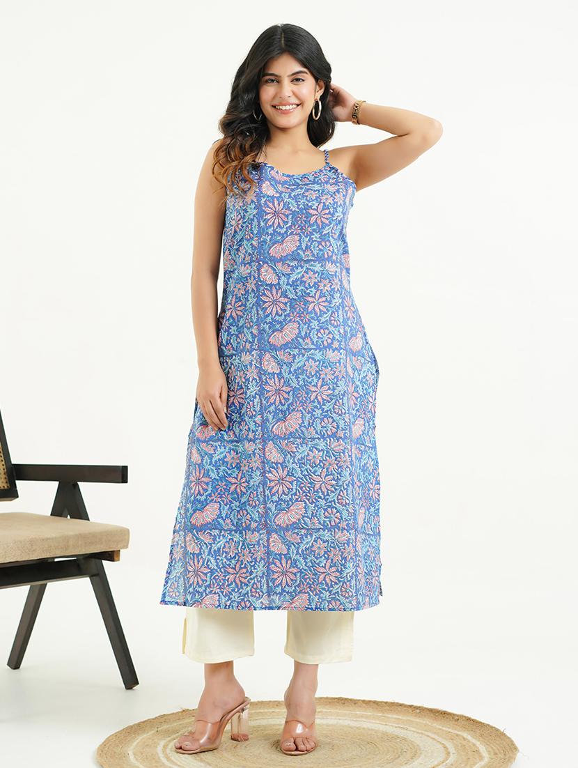 women floral shoulder strap a-line tkurta