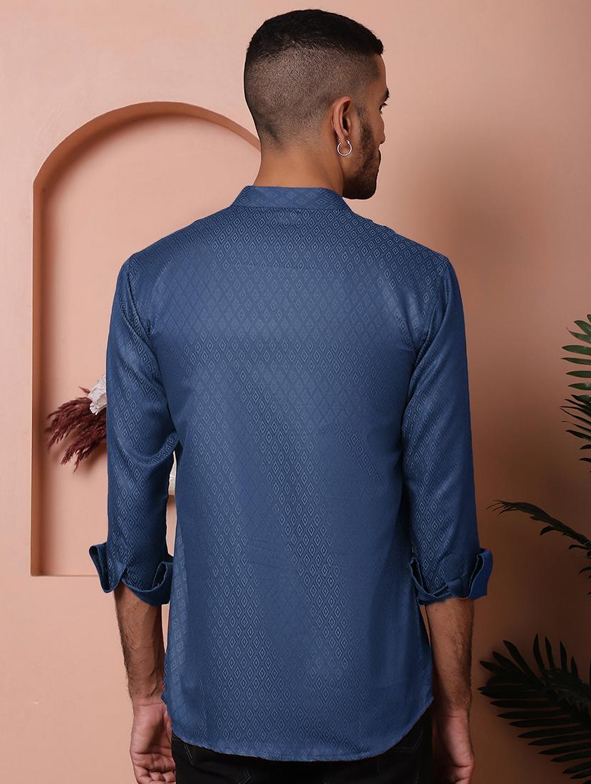 men self design mandarin neck short kurta - 21947591 - Standard Image - 2