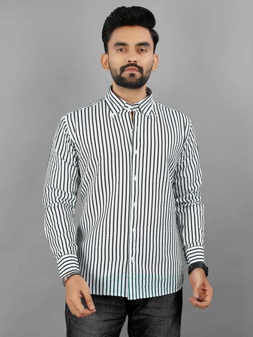 men striped long sleeve regular fit casual shirt - 21947656 -  Standard Image - 0