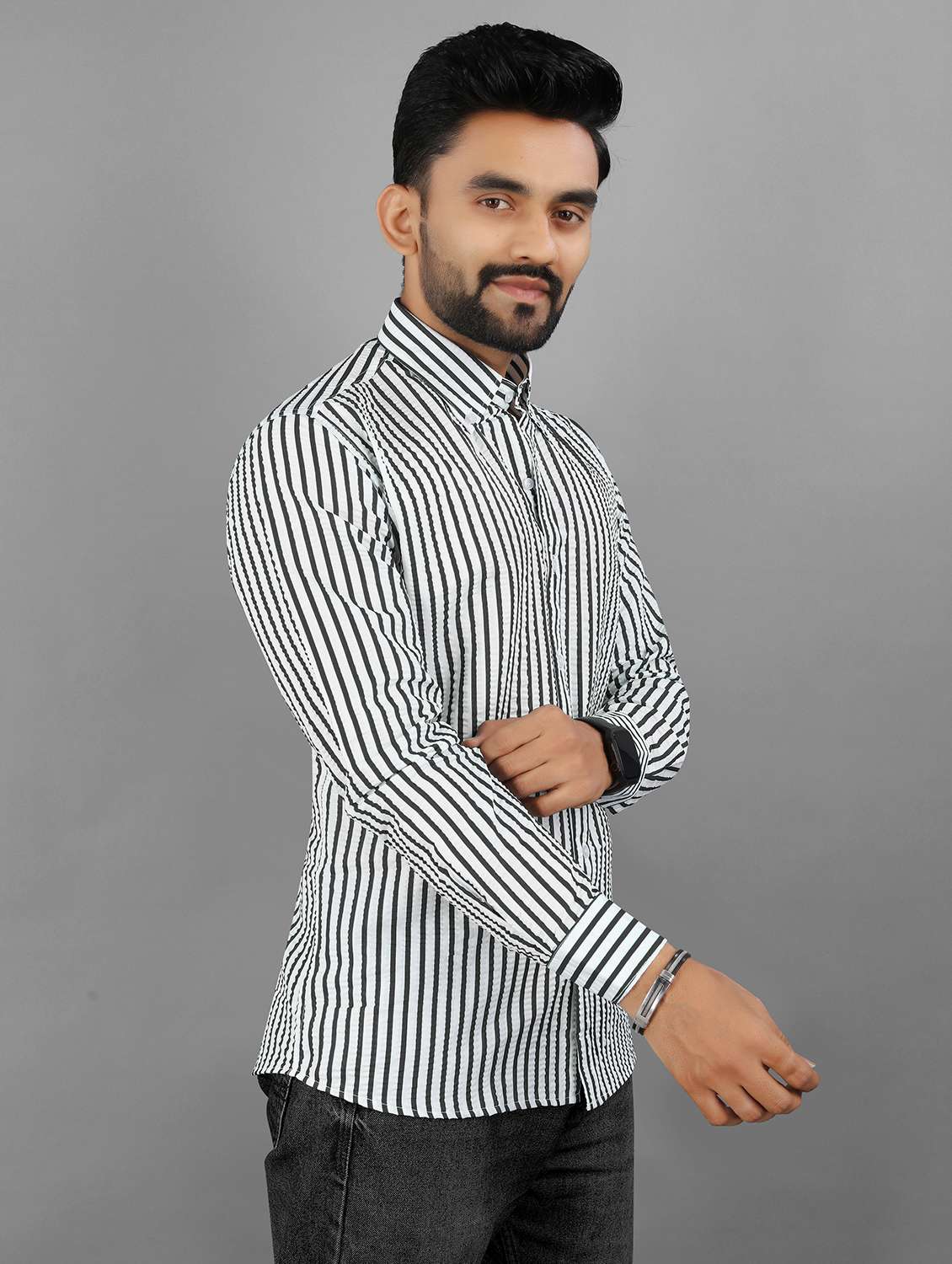 men striped long sleeve regular fit casual shirt - 21947656 -  Standard Image - 2