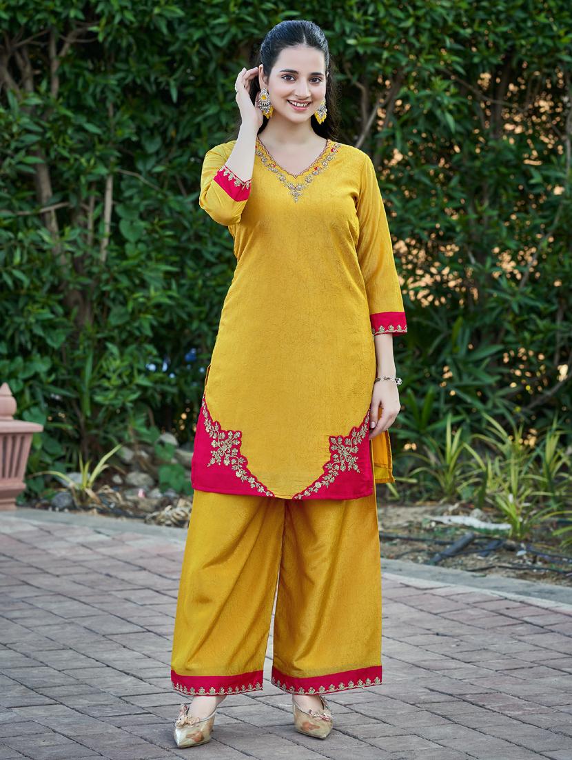 women embroidered kurta and palazzo set - 21947663 -  Zoom Image - 0