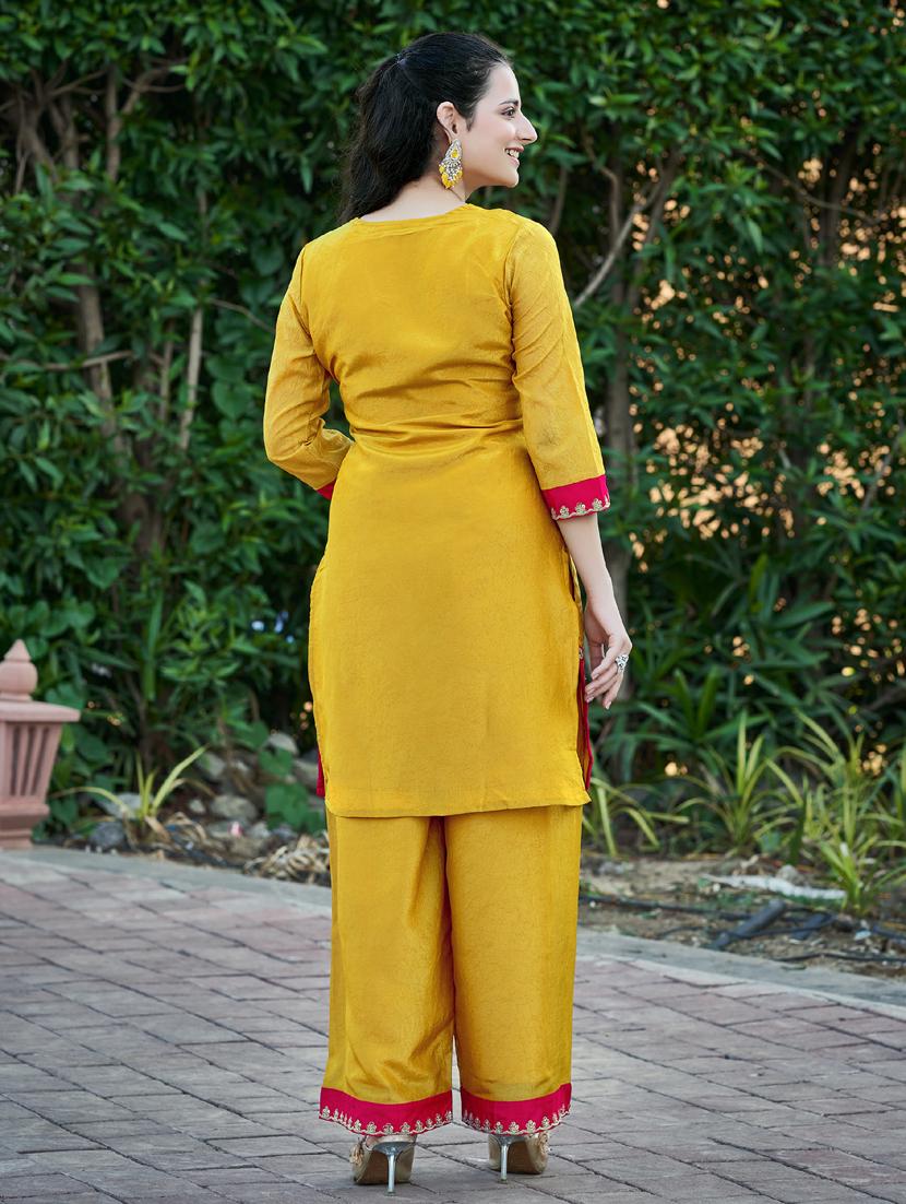 women embroidered kurta and palazzo set - 21947663 - Standard Image - 2