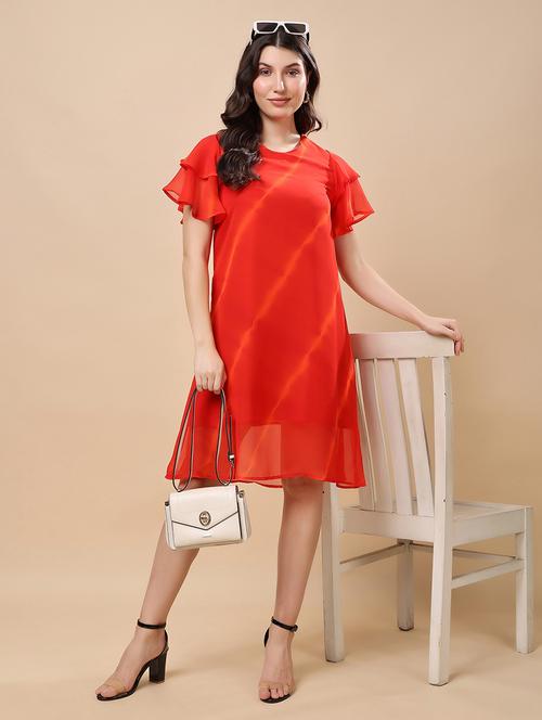 women red tie & dye flared sleeve a-line dress - 21947668 -  Standard Image - 0