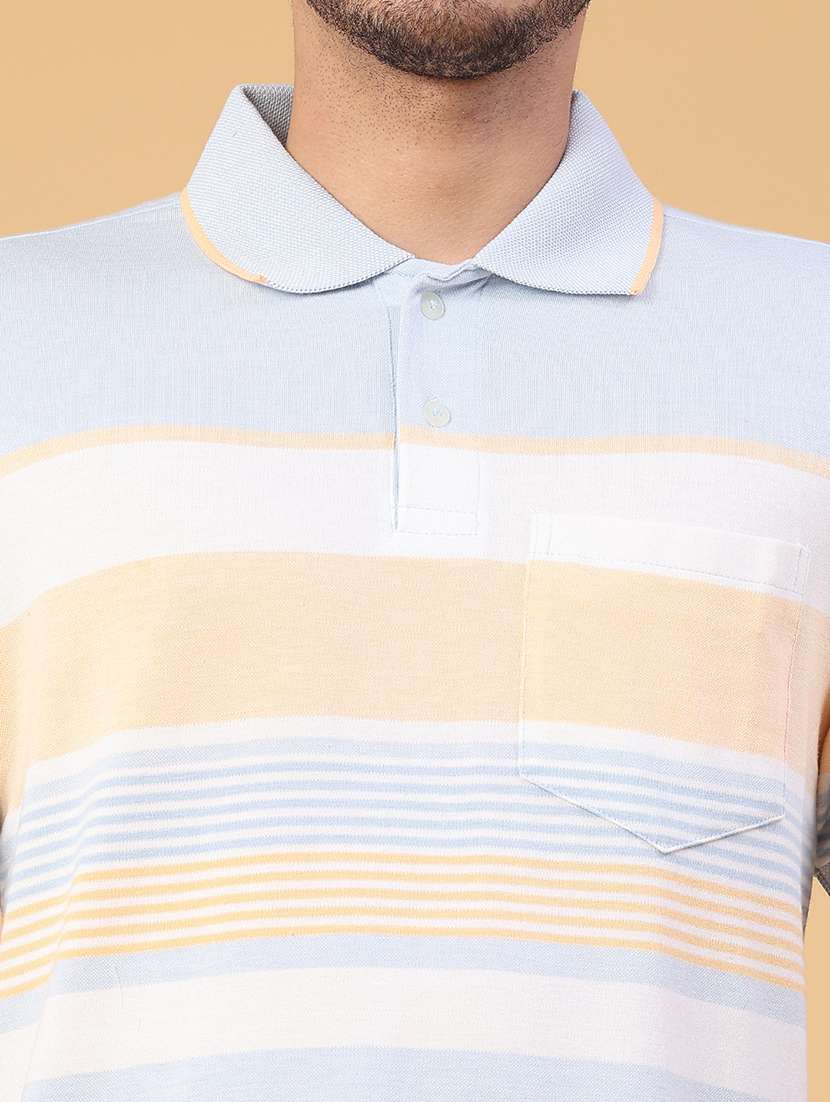 men striped short sleeve regular fit polo t-shirt - 21947690 -  Standard Image - 2