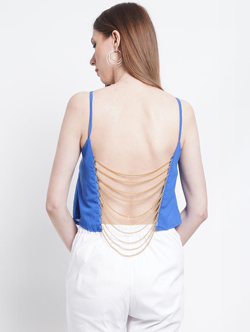 women printed shoulder strap backless top - 21947830 - Standard Image - 2