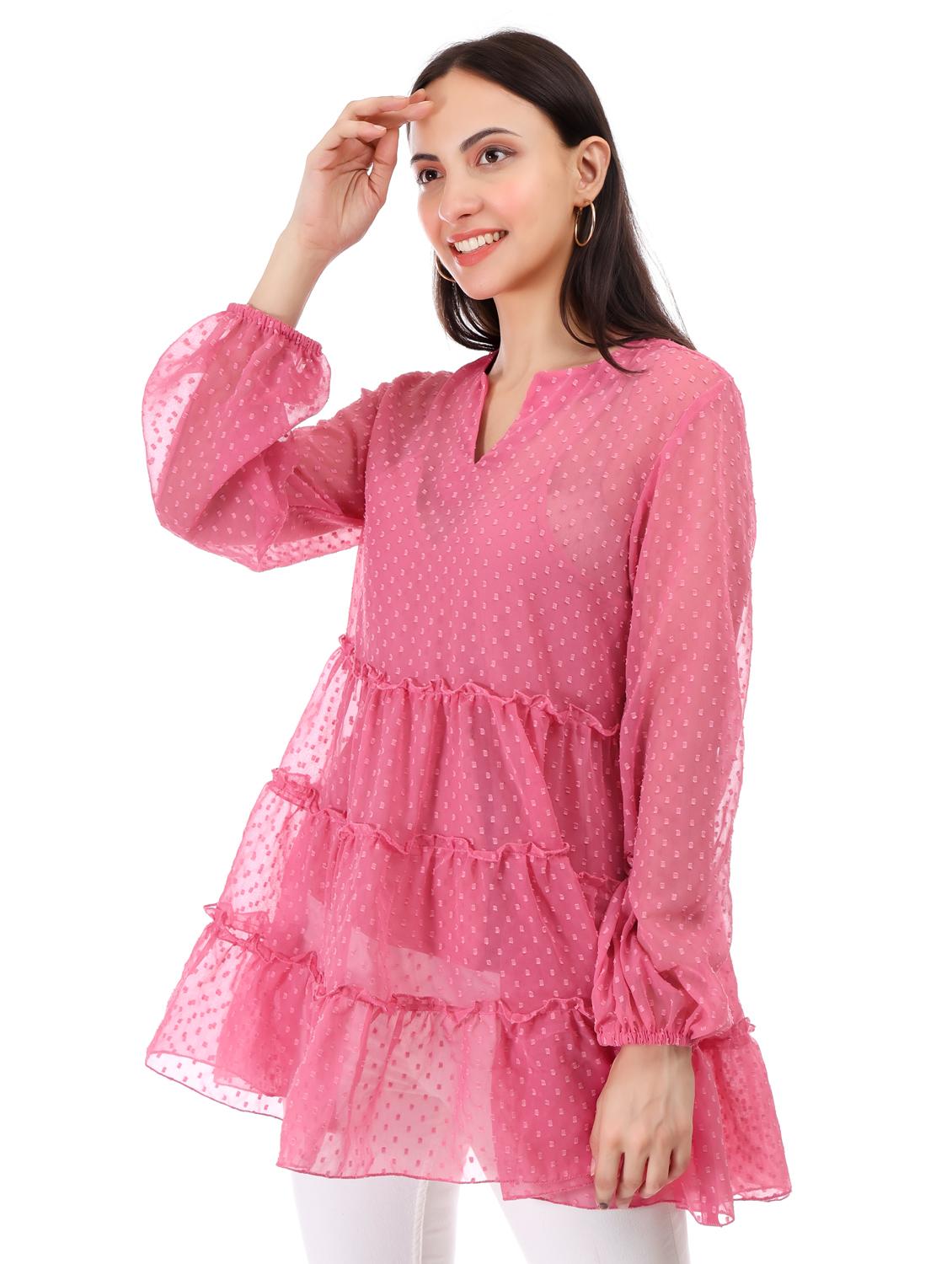 women self designed long sleeve tiered top - 21947839 - Zoom Image - 0