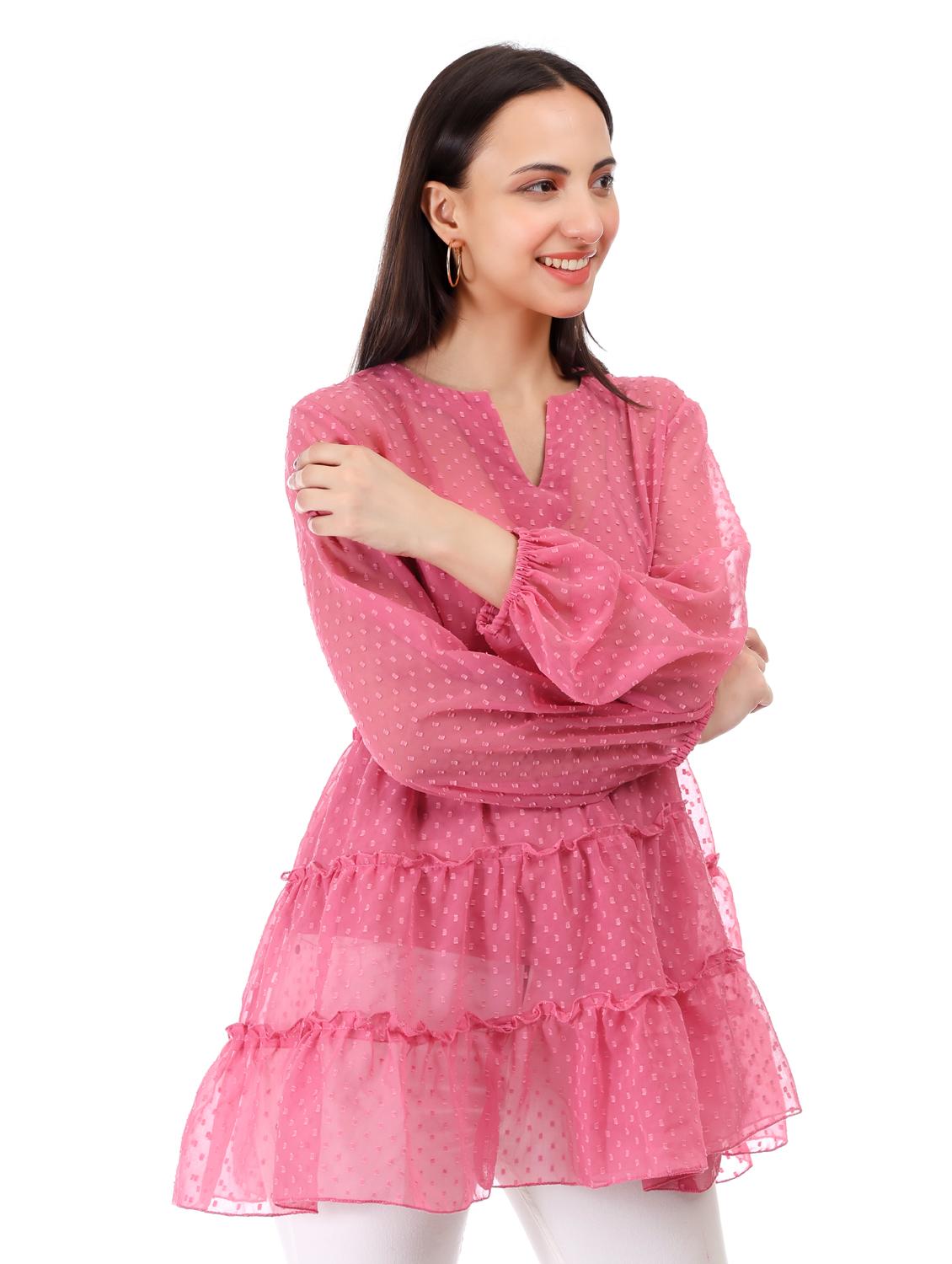 women self designed long sleeve tiered top - 21947839 - Standard Image - 2