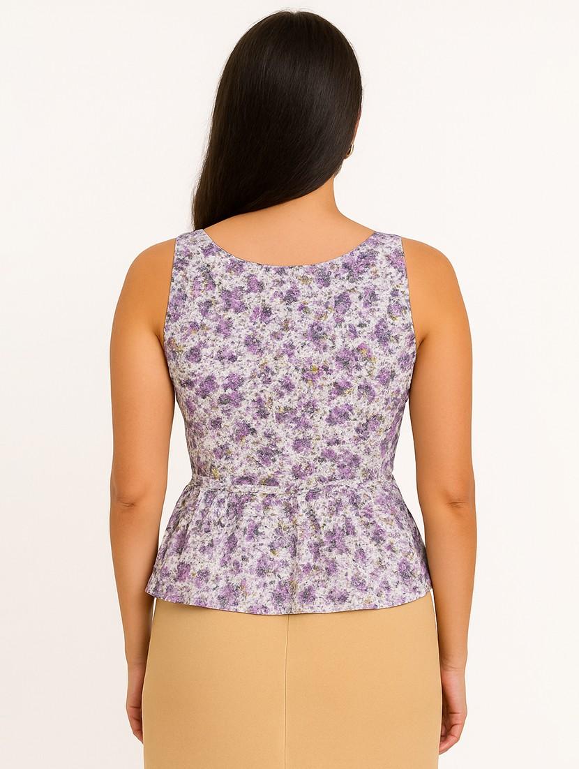 women floral print sleeveless peplum top - 21947841 - Standard Image - 2