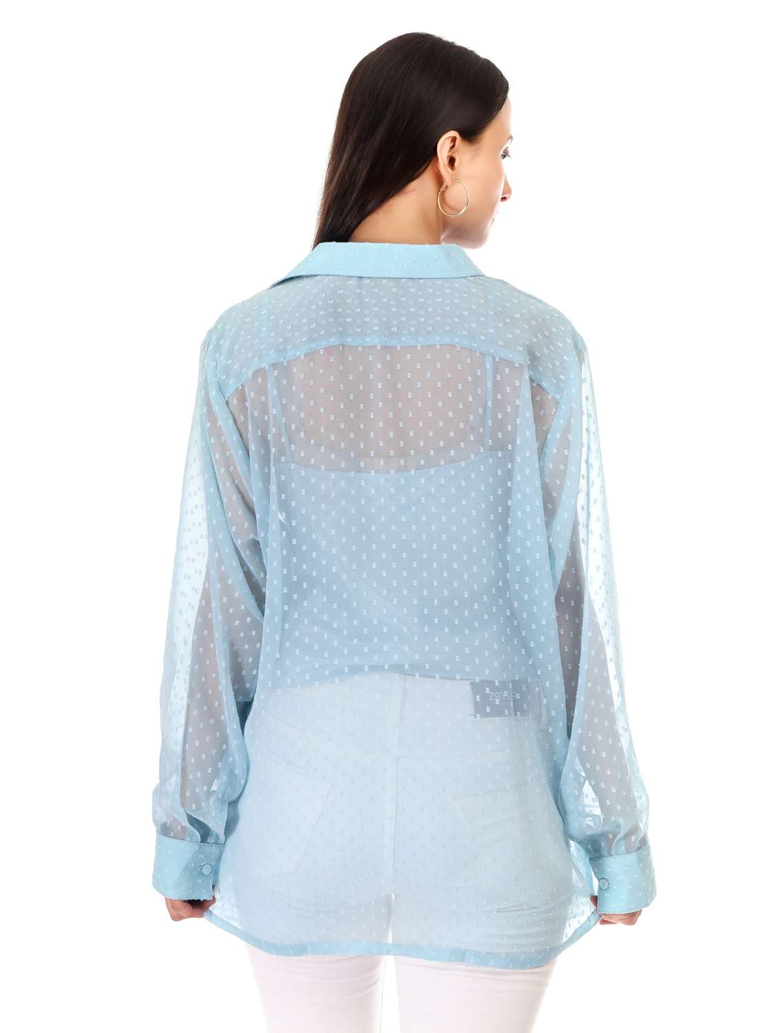 women self designed collared oversized sheer shirt - 21947860 -  Standard Image - 2