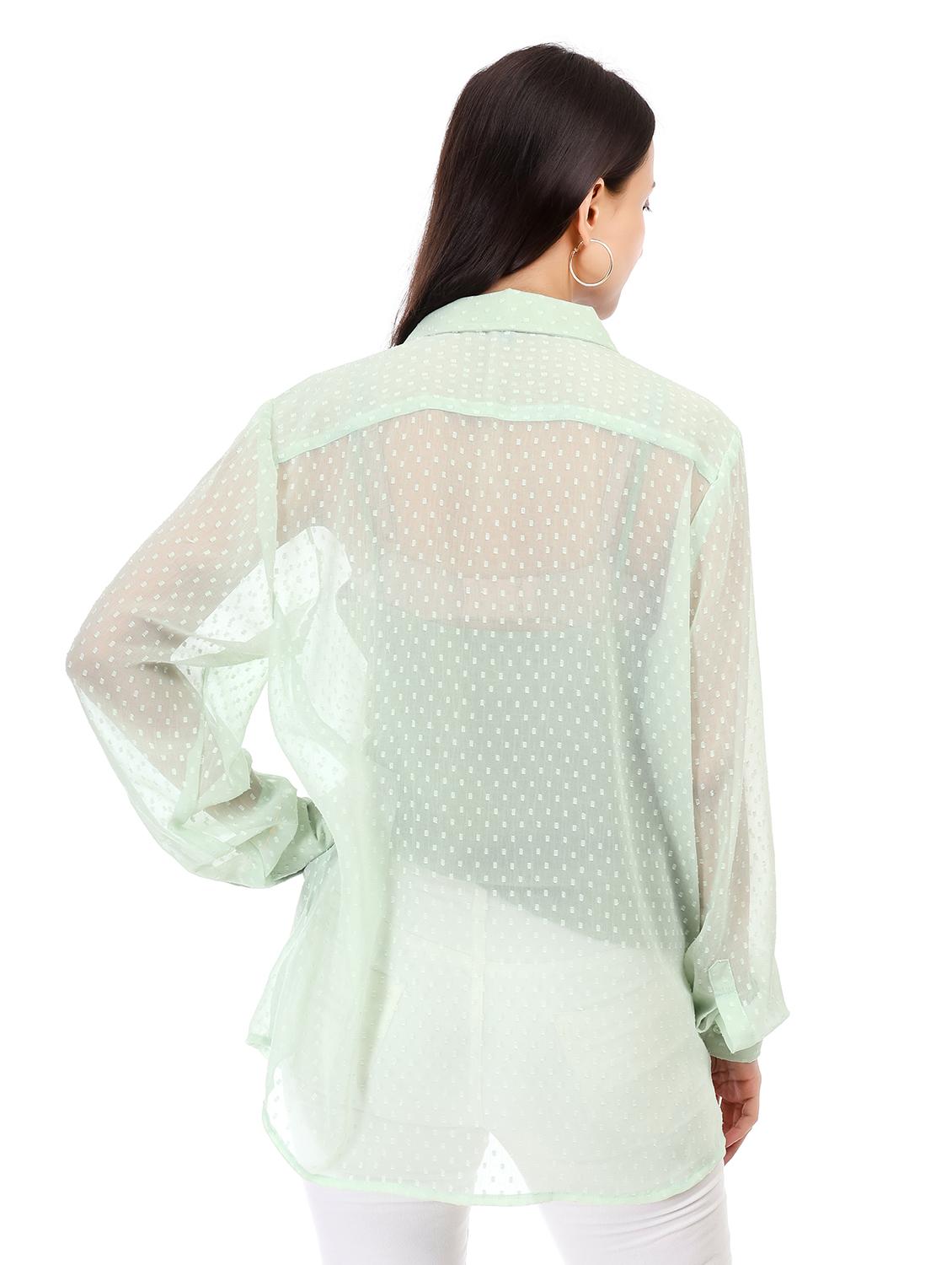 women self designed collared oversized sheer shirt - 21947862 - Standard Image - 2