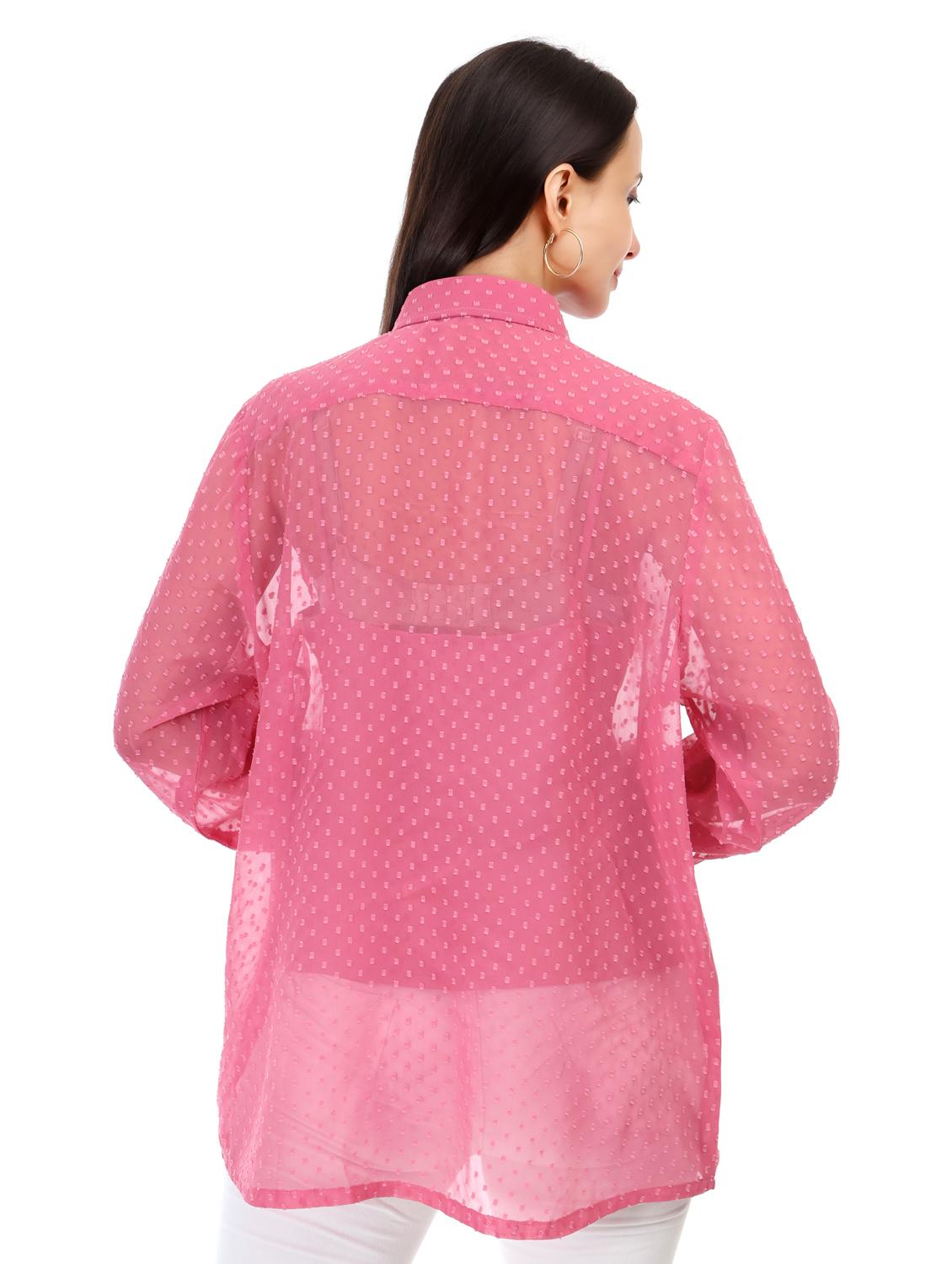 women self designed collared oversized sheer shirt - 21947863 - Standard Image - 2