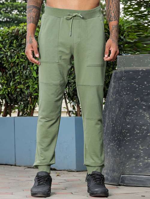 men olive solid mid rise jogger - 21947876 - Standard Image - 0