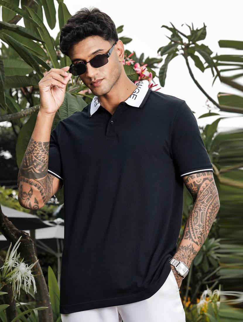 men solid short sleeve regular fit polo t-shirt