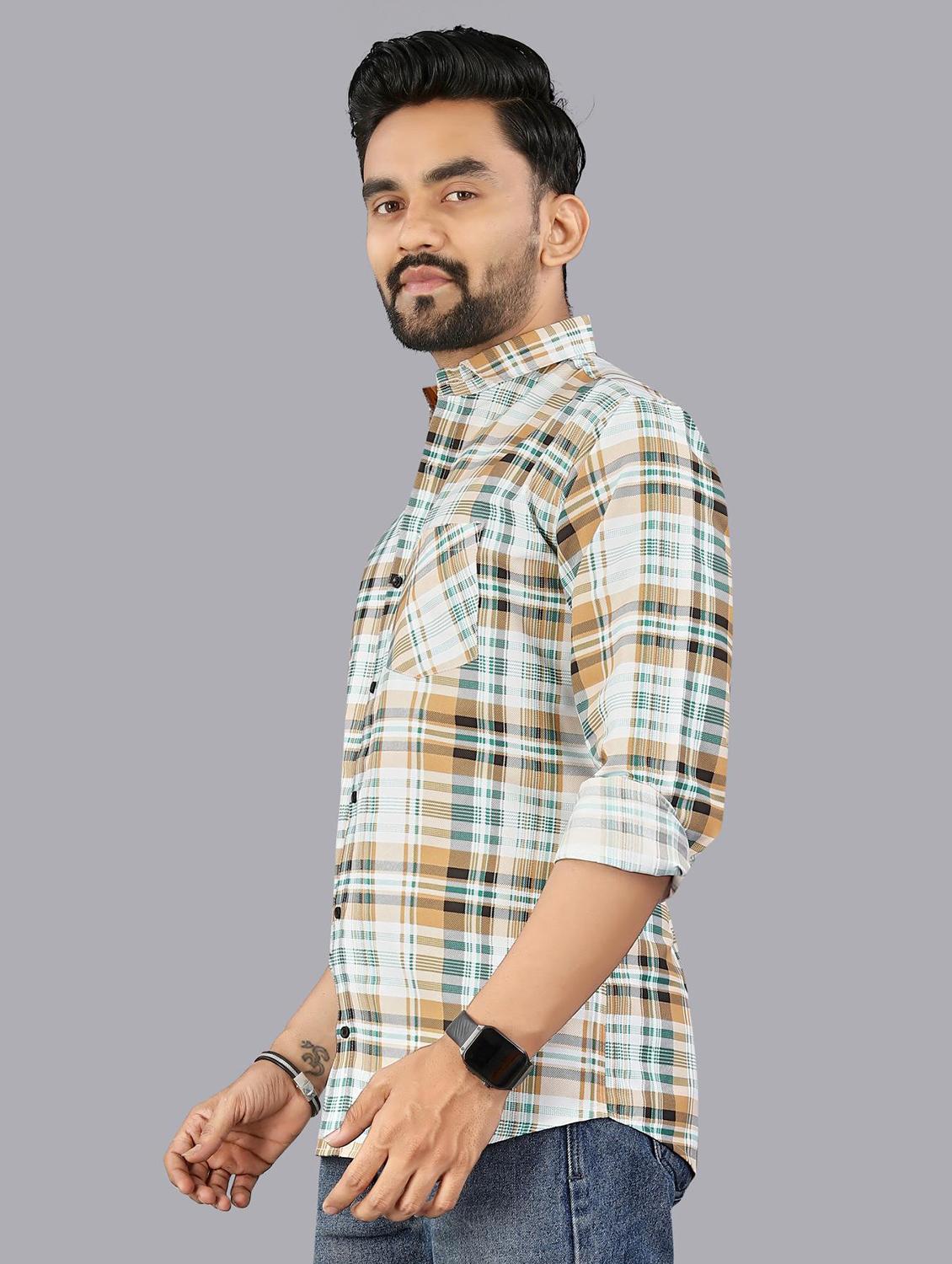 men checkered long sleeve regular fit casual shirt - 21947944 - Standard Image - 2