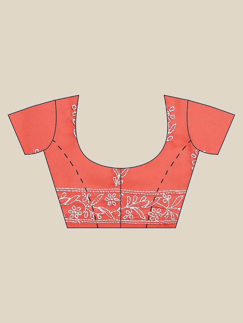 women solid with work chikankari saree with blouse - 21947971 - Standard Image - 2