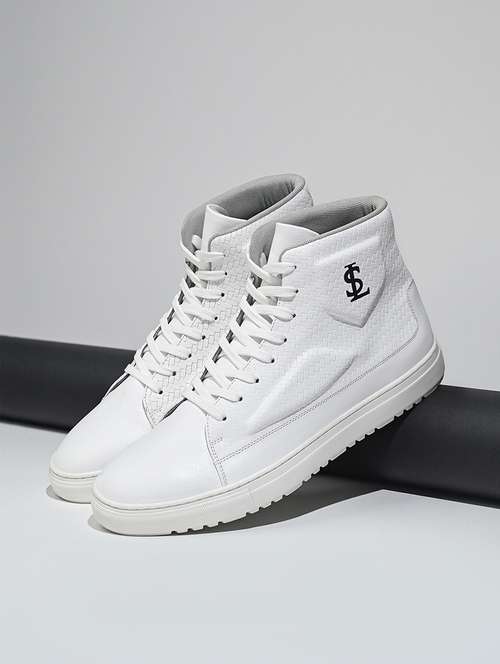 men white lace up high ankle sneaker - 21947982 - Standard Image - 0