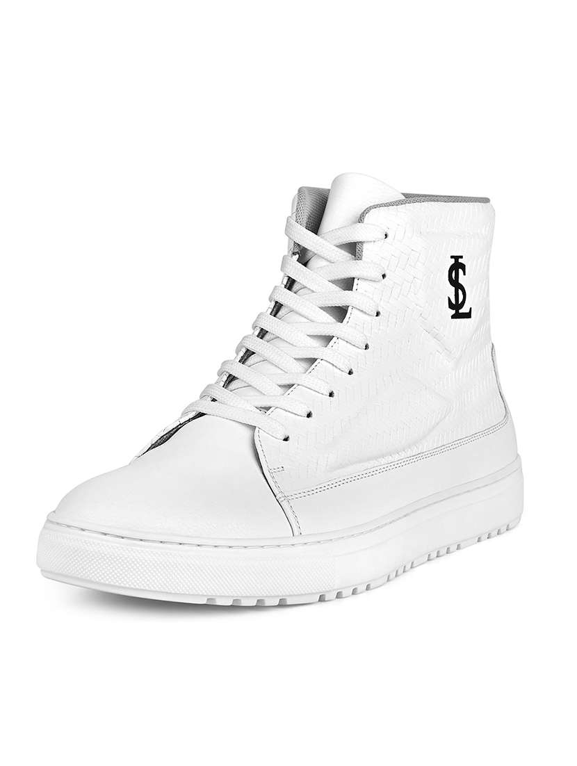 men white lace up high ankle sneaker - 21947982 - Standard Image - 2