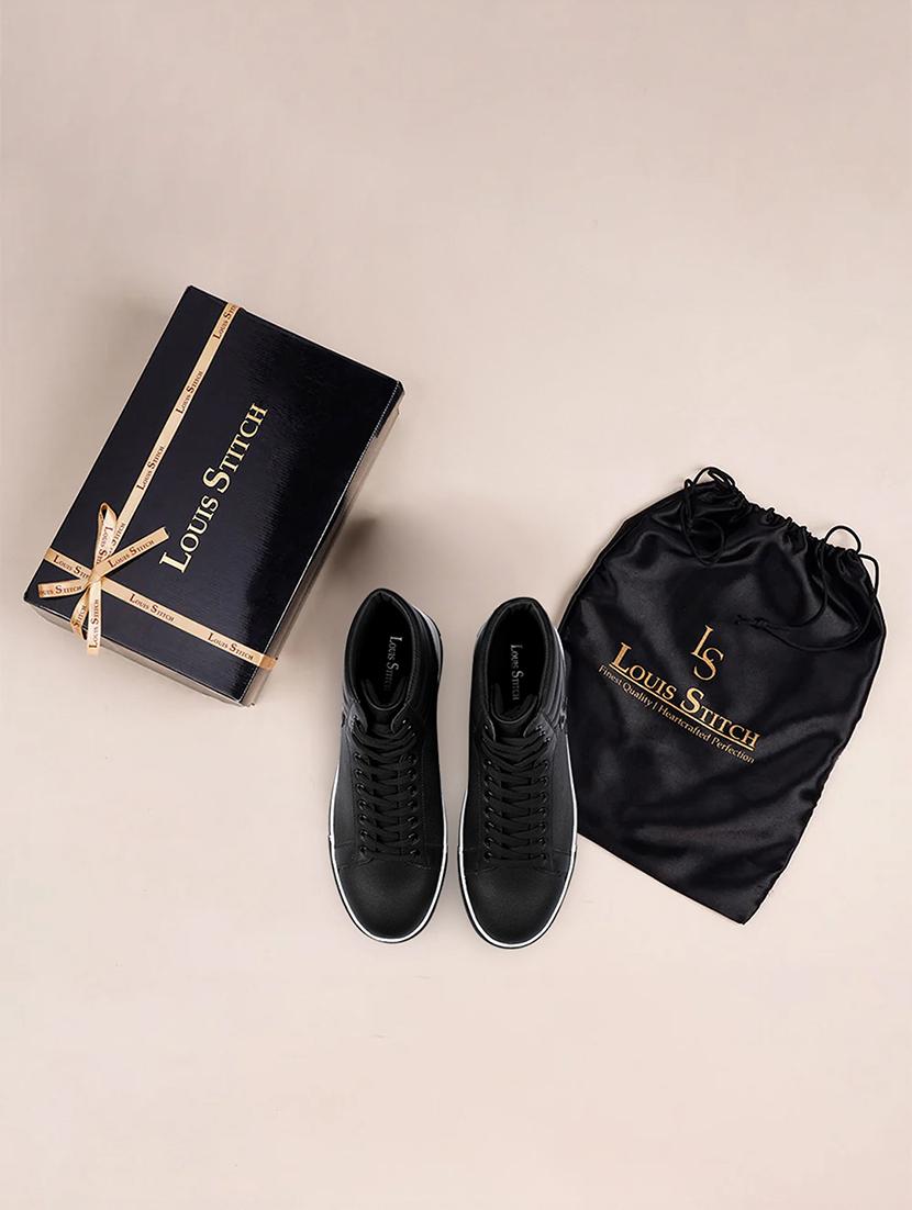 men black lace up high ankle sneaker - 21947989 - Standard Image - 2