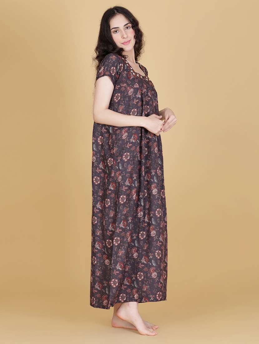 women printed short sleeve nighty - 21948023 -  Standard Image - 2