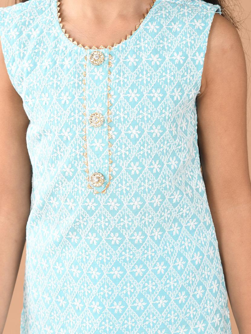 girls embroidered round neck kurta and dupatta set - 21948184 - Standard Image - 2
