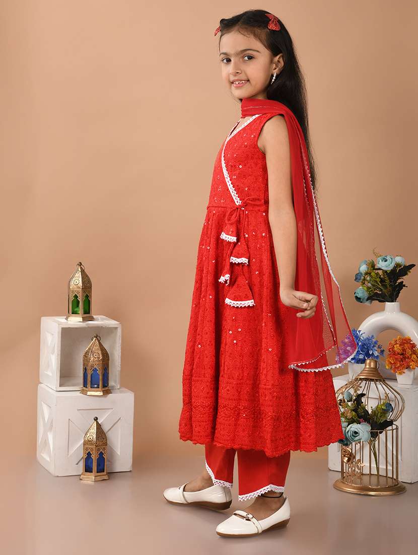girls embroidered kurta and pant with dupatta  - 21948187 -  Standard Image - 2
