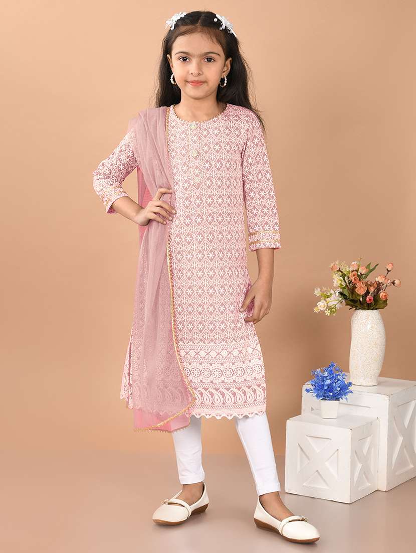 pink cotton blend suit set