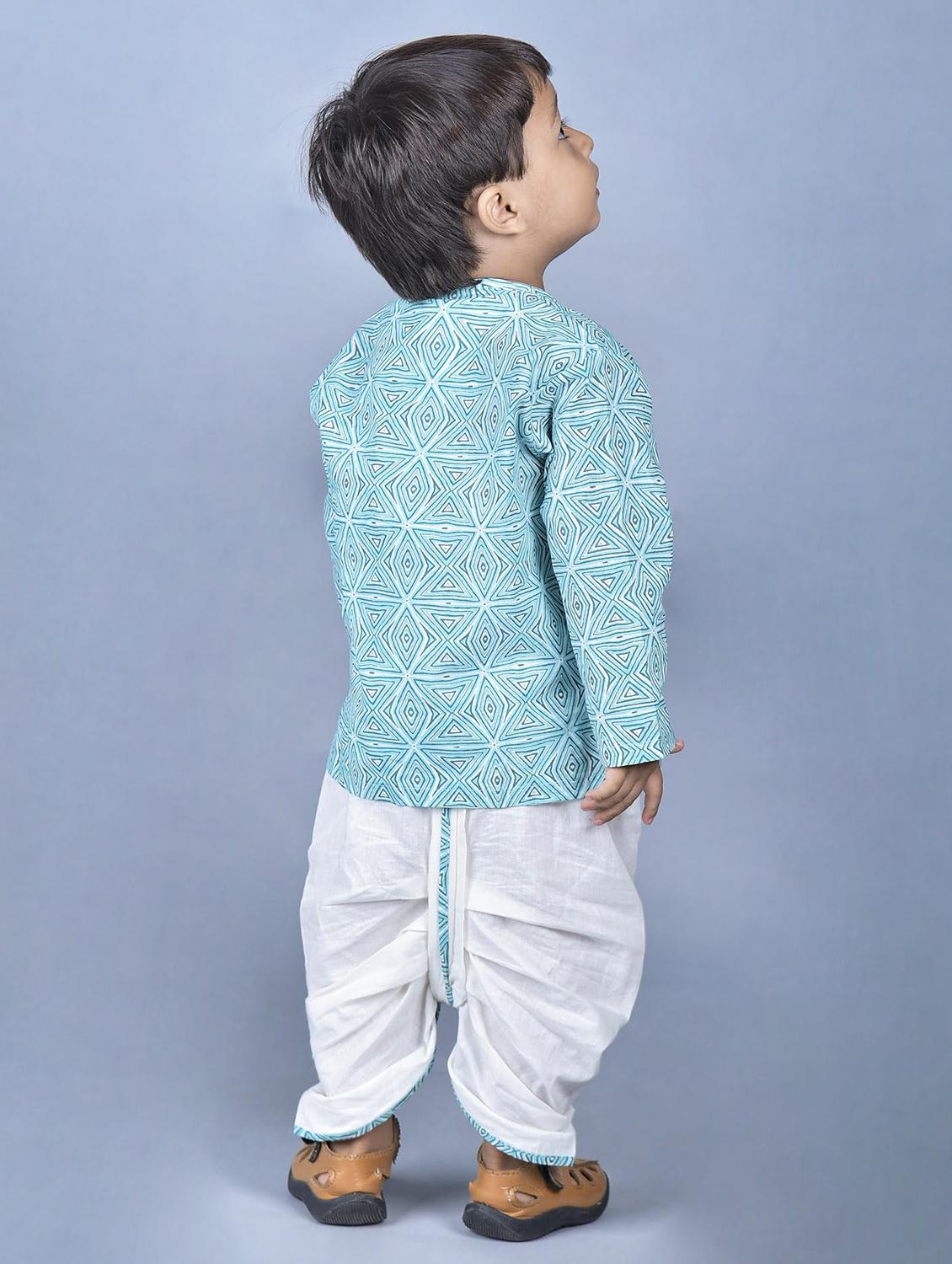 kids printed long sleeve dhoti kurta set - 21948329 - Standard Image - 2