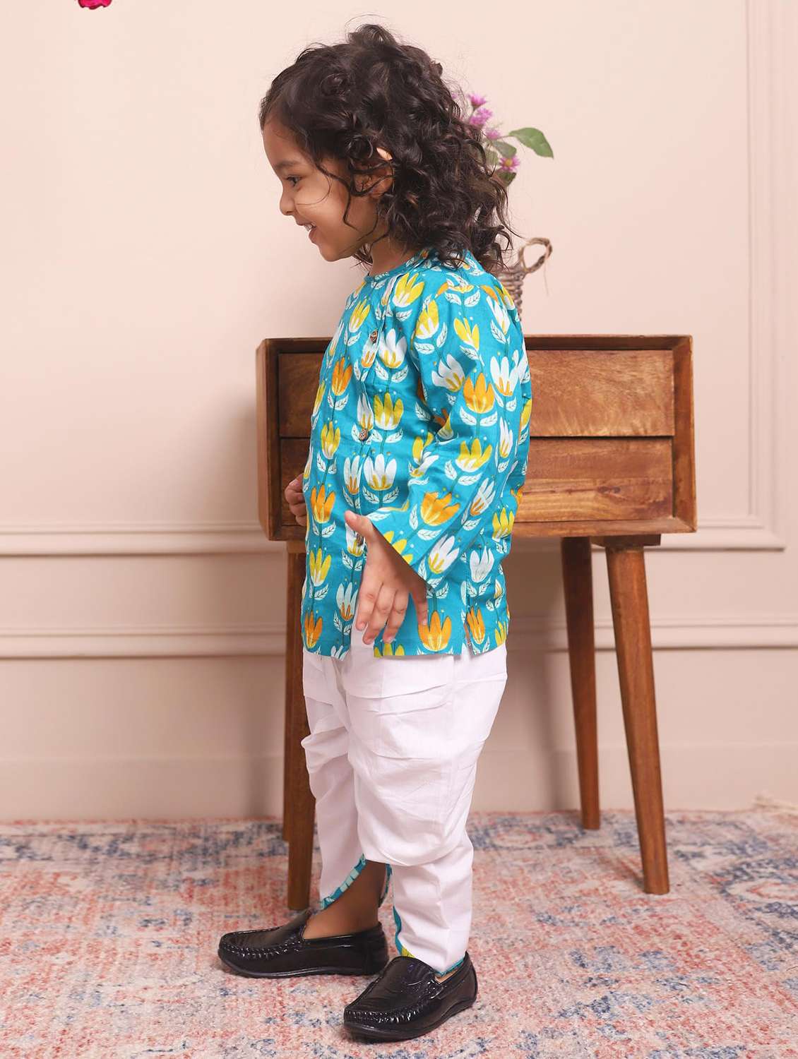 kids printed long sleeve dhoti kurta set - 21948330 -  Standard Image - 2