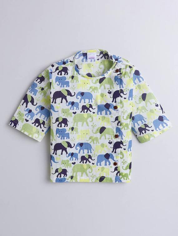 kids printed long sleeve dhoti kurta set - 21948338 - Standard Image - 2