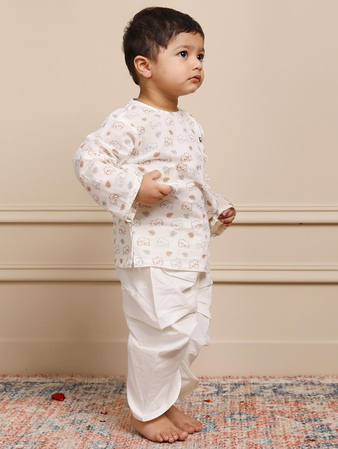 kids printed long sleeve dhoti kurta set - 21948344 - Standard Image - 2