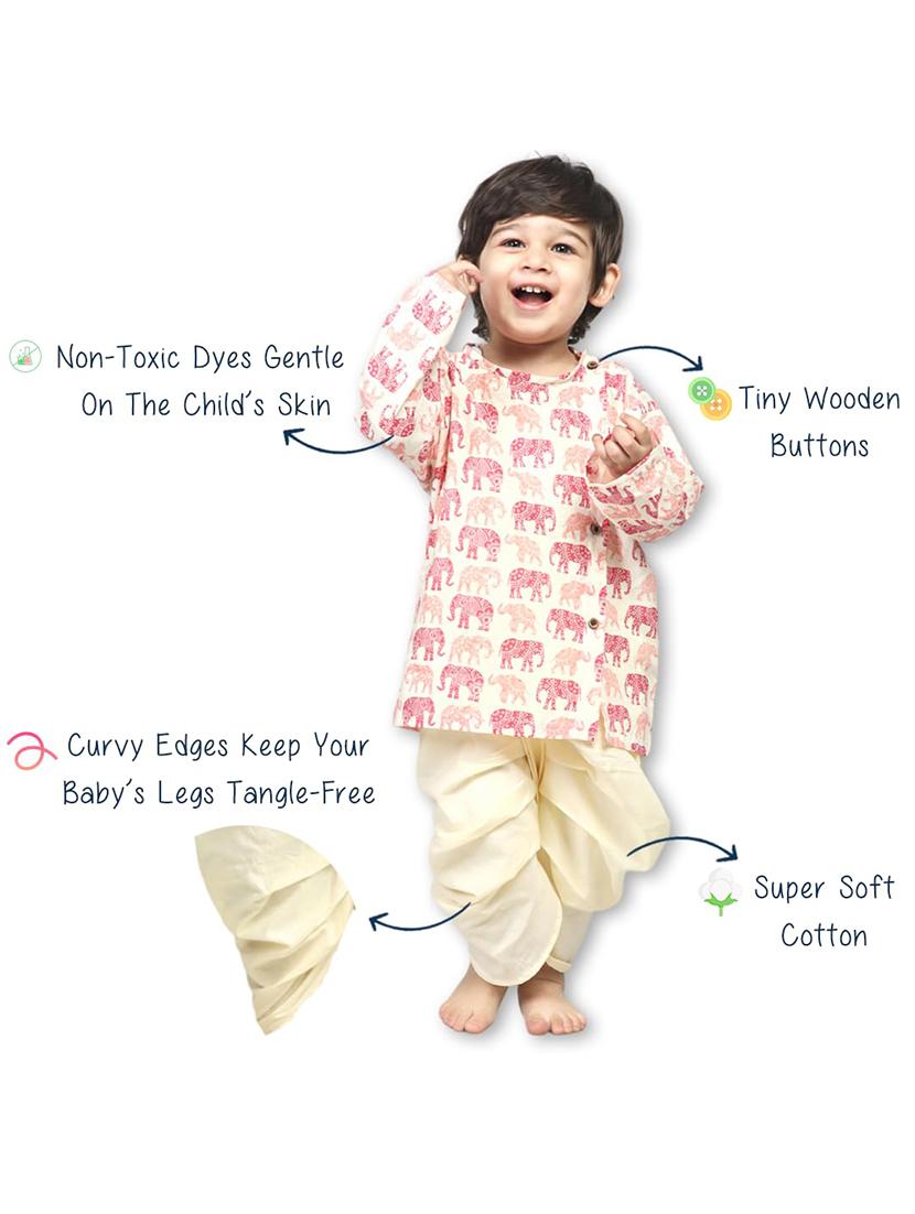 kids printed long sleeve dhoti kurta set - 21948348 - Standard Image - 2