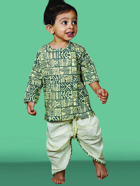 kids printed long sleeve dhoti kurta set - 21948349 -  Standard Image - 2