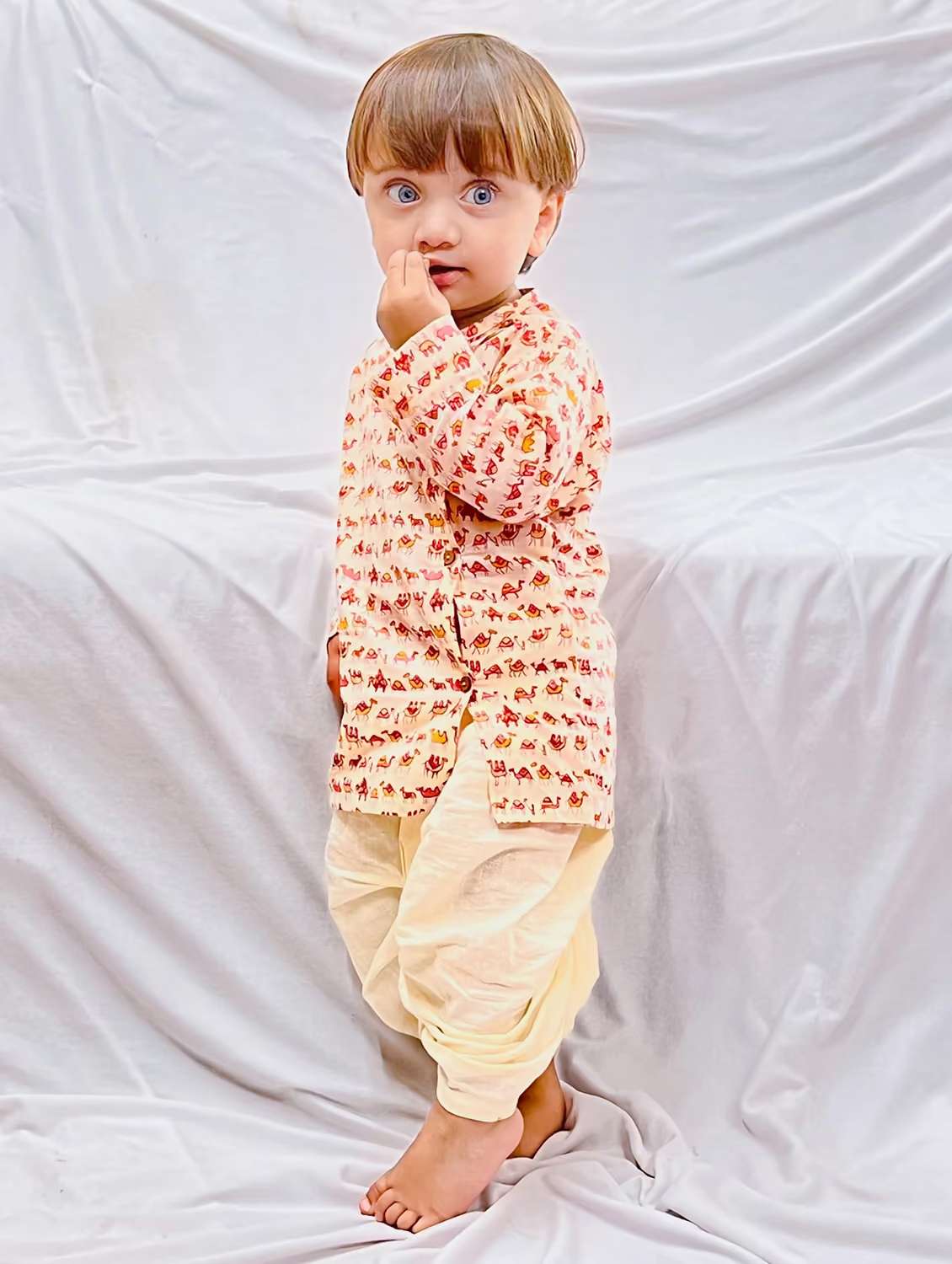kids printed long sleeve dhoti kurta set - 21948351 -  Standard Image - 2