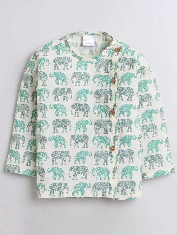 kids printed long sleeve dhoti kurta set - 21948352 -  Standard Image - 2