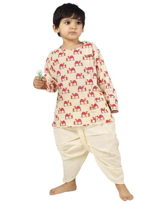 kids printed long sleeve dhoti kurta set - 21948357 -  Standard Image - 0