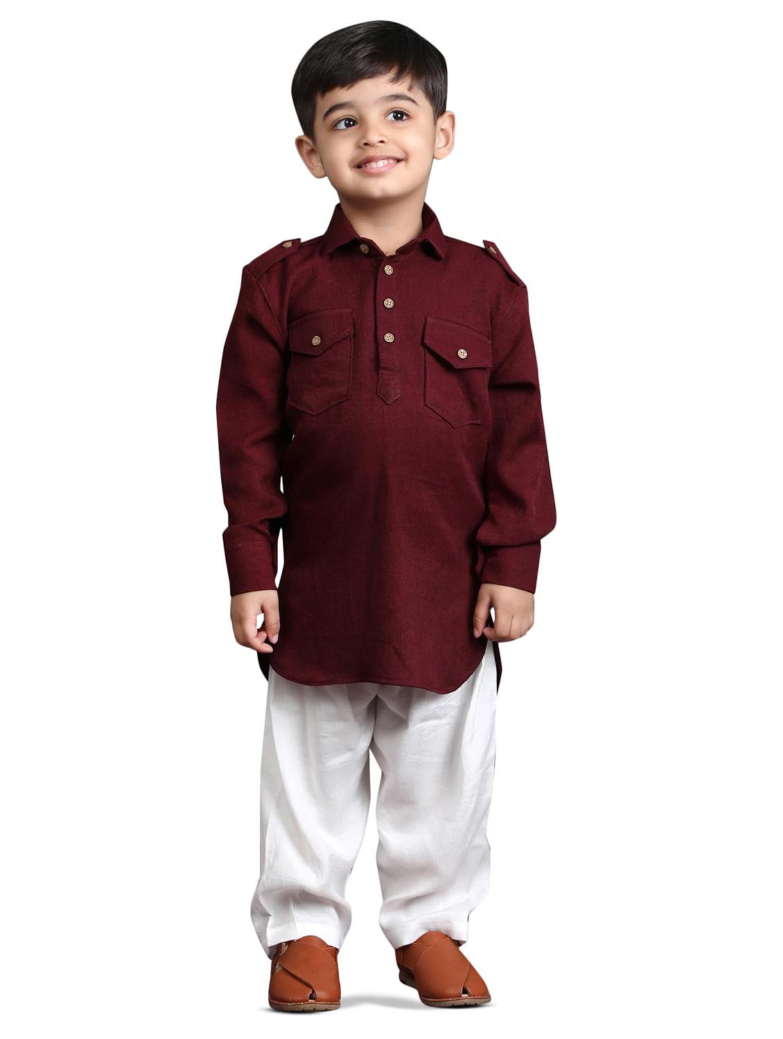 kids solid long sleeve pathani set - 21948359 - Standard Image - 2